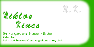 miklos kincs business card